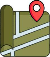 Location pin on map paper icon in red and green color. vector