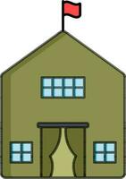 Tent house icon in green color. vector