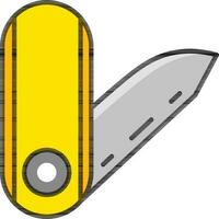 Open pocket knife icon in yellow color. vector