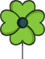 Green clover leaf in black line art. vector