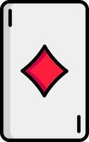 Ace diamond card icon in white and red color. vector