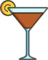 Cocktail or martini icon in brown and blue color. vector