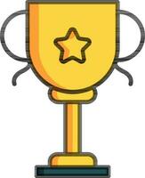 Yellow trophy cup icon in black line art. vector