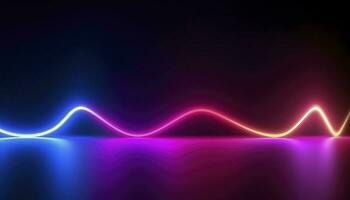 3d rendering, the abstract background of colorful neon wavy lines glowing in the dark. Modern simple wallpaper, generates ai photo