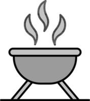 Hot barbecue pot icon in gray color. vector