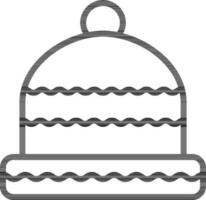 Flat style Woolen cap icon in line art. vector