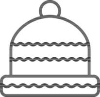 Flat style Woolen cap icon in line art. vector