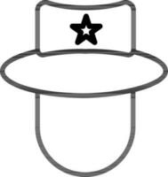 Line art illustration of Star on camping hat icon. vector