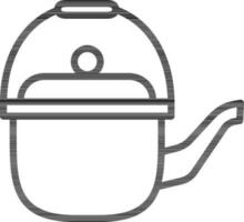Teapot or Kettle icon in black line art. vector