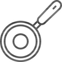 Fry pan icon in thin line art. vector