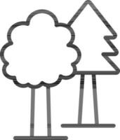 Line art illustration of trees icon. vector