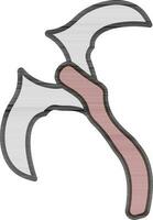 Double blade axe icon in gray and brown color. vector