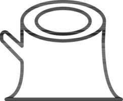 Line art Tree stump icon in flat style. vector
