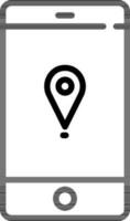 Location app in smartphone icon in line art. vector