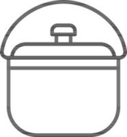 Cooking pot icon in thin line art. vector