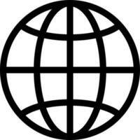 Black Line Art Globe Icon in Flat Style. vector