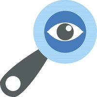 Watching with Magnifying Glass Icon in Blue and Black Color. vector