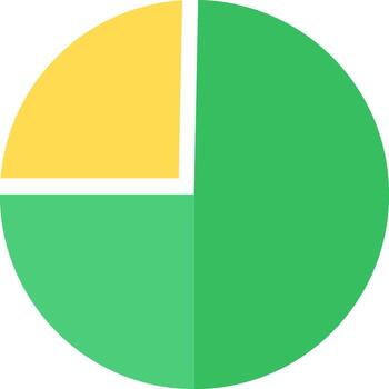 plano estilo tarta gráfico icono en verde y amarillo color. vector
