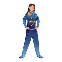 Faceless Female Cricket Player Standing in Stylish Pose. vector