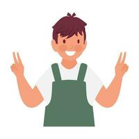 Cartoon Young Boy Cheering Hand in Rocking Pose. vector