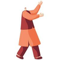 Cartoon Muslim Man in Dancing Pose. vector