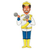 Illustration of Cheering Solider Parade Man Holding Jhunjhuna. vector