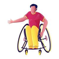 Faceless Disability Man Sitting on Wheelchair icon. vector