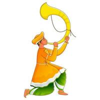 Illustration of Indian Man Blowing Tutari. vector