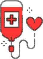 Donate blood bag icon in red and black color. vector