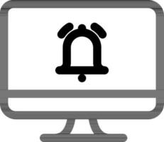 notificación campana en escritorio pantalla icono en Delgado línea Arte. vector