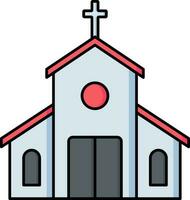 Flat Style Church icon in blue, red and grey color. vector