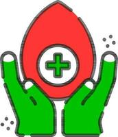 Blood donate icon in red and green color. vector