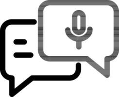 Line art Voice or Audio message icon in flat style. vector