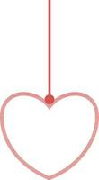 Hanging linear heart in red color. vector
