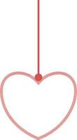 Hanging linear heart in red color. vector