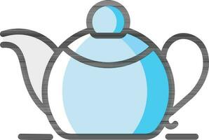 Kettle or Tea pot icon in blue and black color. vector