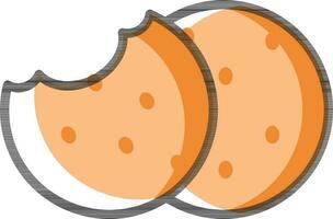 Round biscuits or cookies icon in orange color. vector