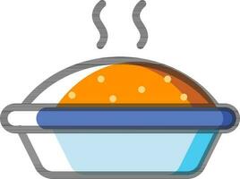 Hot pie sweet dish icon in flat style. vector