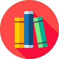 colorful book icon on red circle background. vector