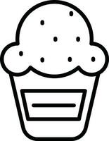 Line art Muffin icon in flat style. vector