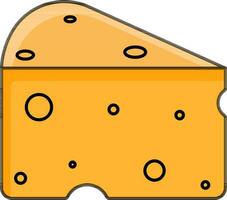 Cheese piece icon in orange and black color. vector