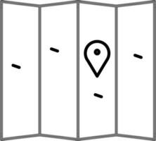 Map navigation icon in thin line art. vector