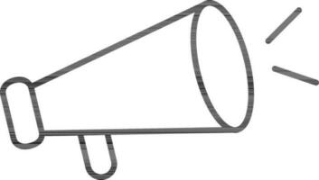 Megaphone icon or symbol in black line art. vector