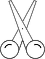 Line art scissors icon in flat style. vector