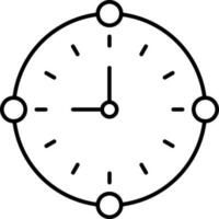 plano estilo reloj icono en Delgado línea Arte. vector