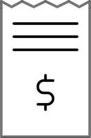 factura o pago recibo icono en negro línea Arte. vector