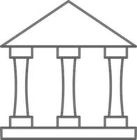 Line art illustration of bank icon. vector