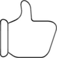 Like or Thumb up icon or symbol in line art. vector