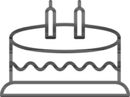 Line art illustration of cake with candle icon. vector