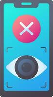 Illustration of Cancel or wrong eye scan in smartphone screen icon. vector